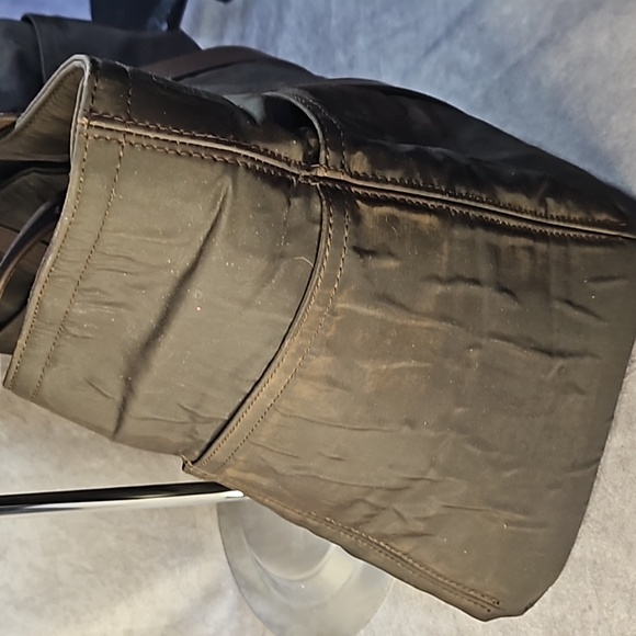 Hermès Brown Nylon Leather Strap Silver Tote Weekender Shoulder Bag Duffle Purse - Picture 11 of 12